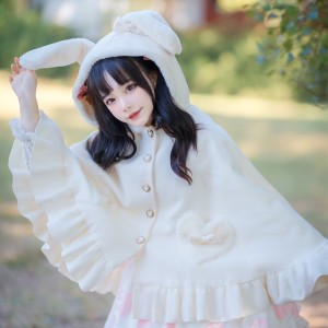 Bunny Ears Sweet Lolita Woolen Winter Cloak (UN224)